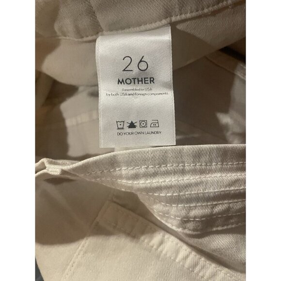 New MOTHER Women Tie Patch Looker Beige Tan Skinny Jeans High Rise Pockets 26 - Picture 9 of 9